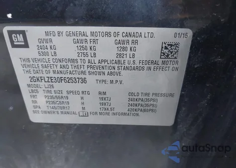 2015 GMC Terrain Denali from USA, damaged, VIN 2GKFLZE30F6253736